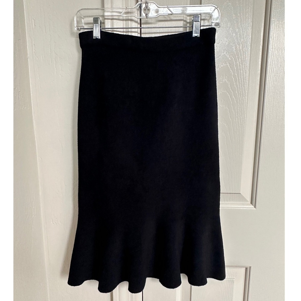 GREY Jason Wu Black‎ Textured Knit Flounced Trumpet Midi Skirt - XS